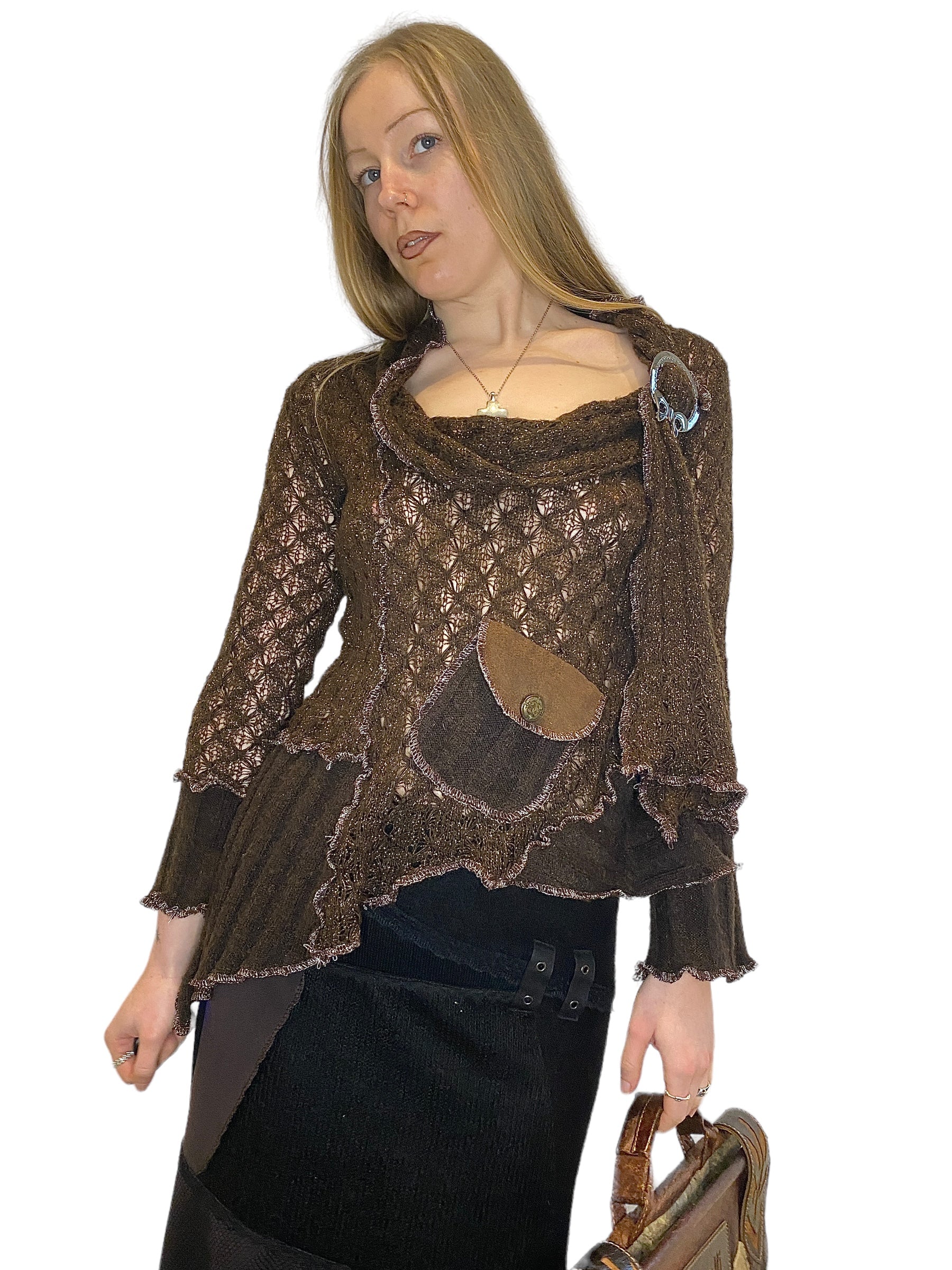 90s Parisian Lace Grunge Asymmetrical Knit (S)
