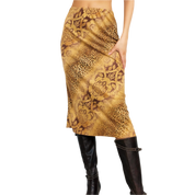 90s Floral Leopard Midi Skirt (XS/S)