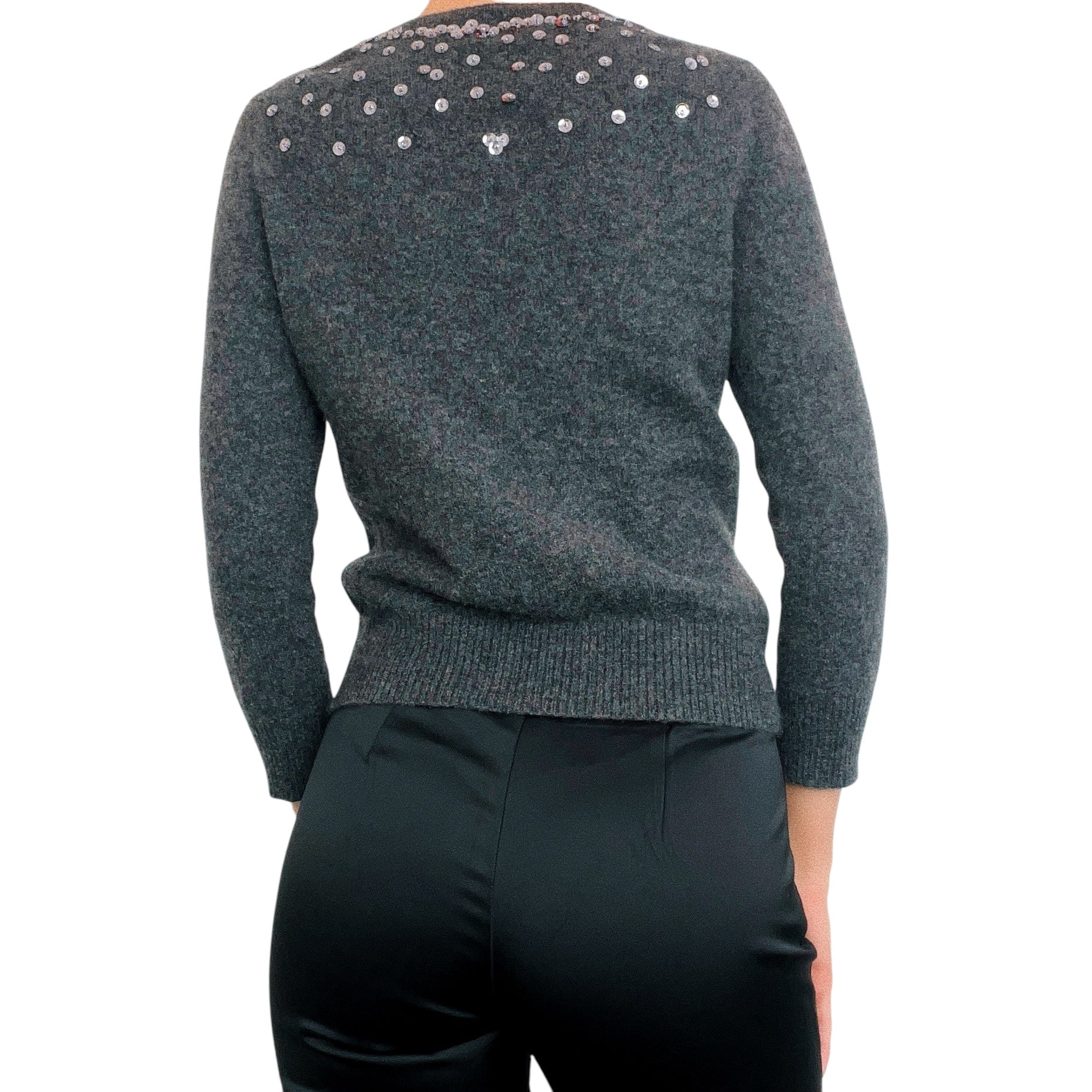 Sequin Cashmere Tie Front Cardi (S)