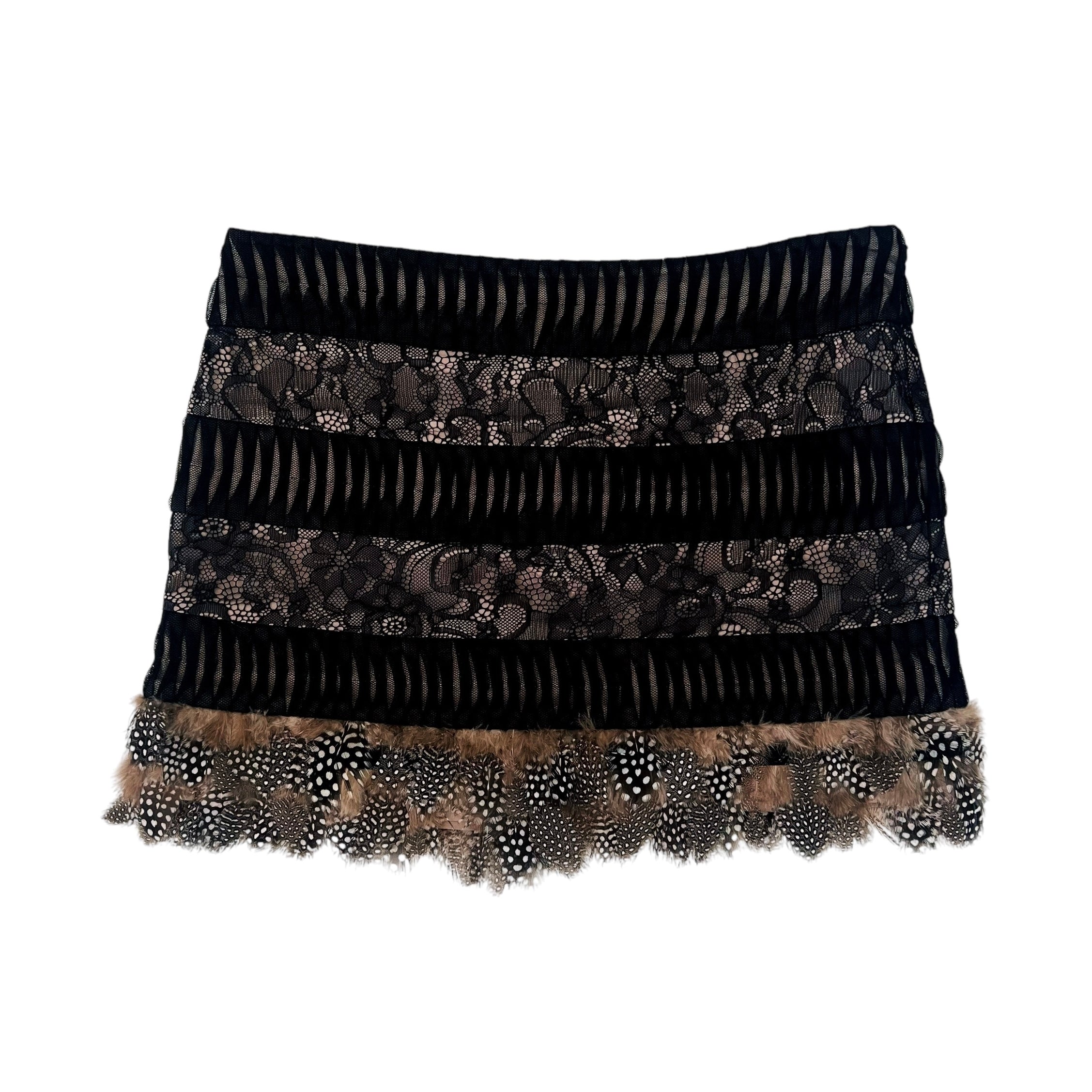 Bebe Feather Mini Skirt (XS)