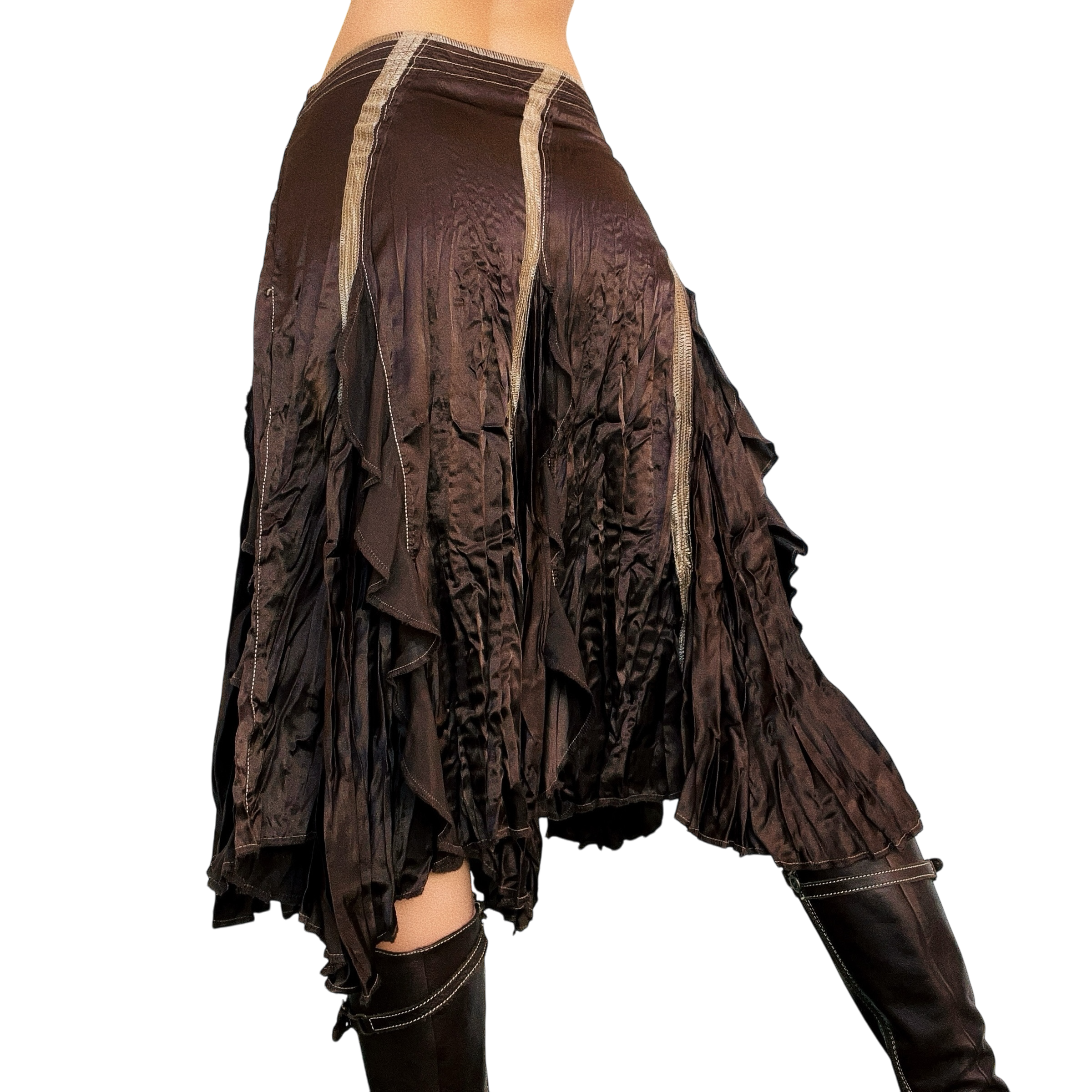 90s Brown Boho Midi Skirt (S)