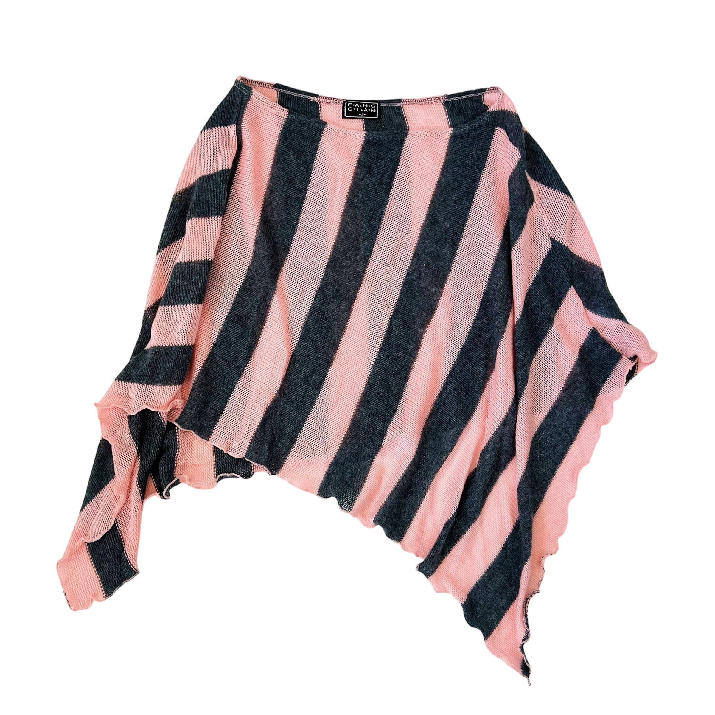 90s Striped Knit Poncho Top (One Size)