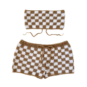 Checkered Latte Crochet Set (M)