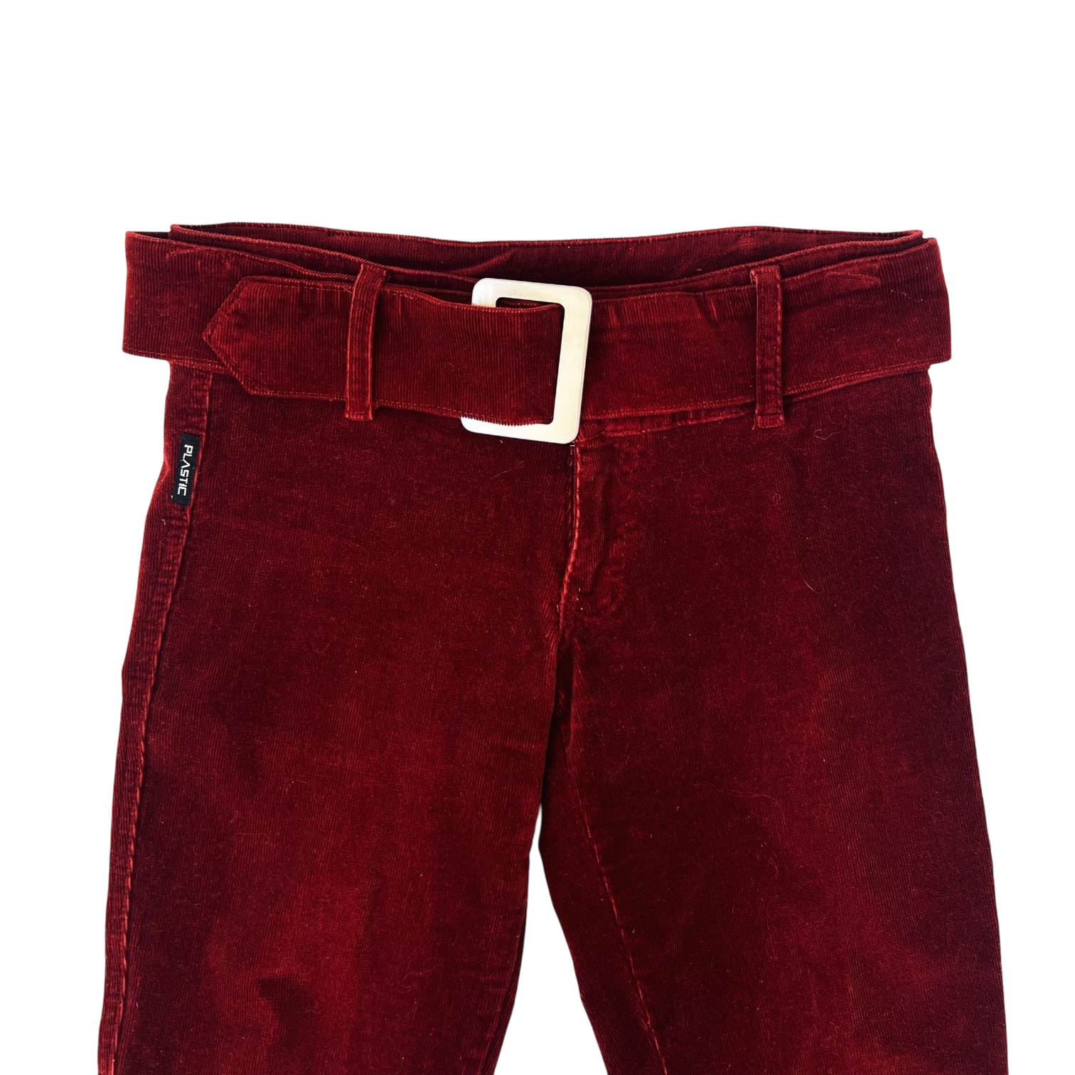 Deep Red Belted Corduroy Pants (M)