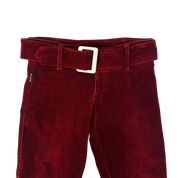 Deep Red Belted Corduroy Pants (M)