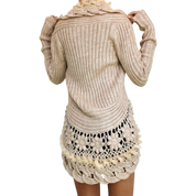 Intricate Tan Knit Cardigan (S)