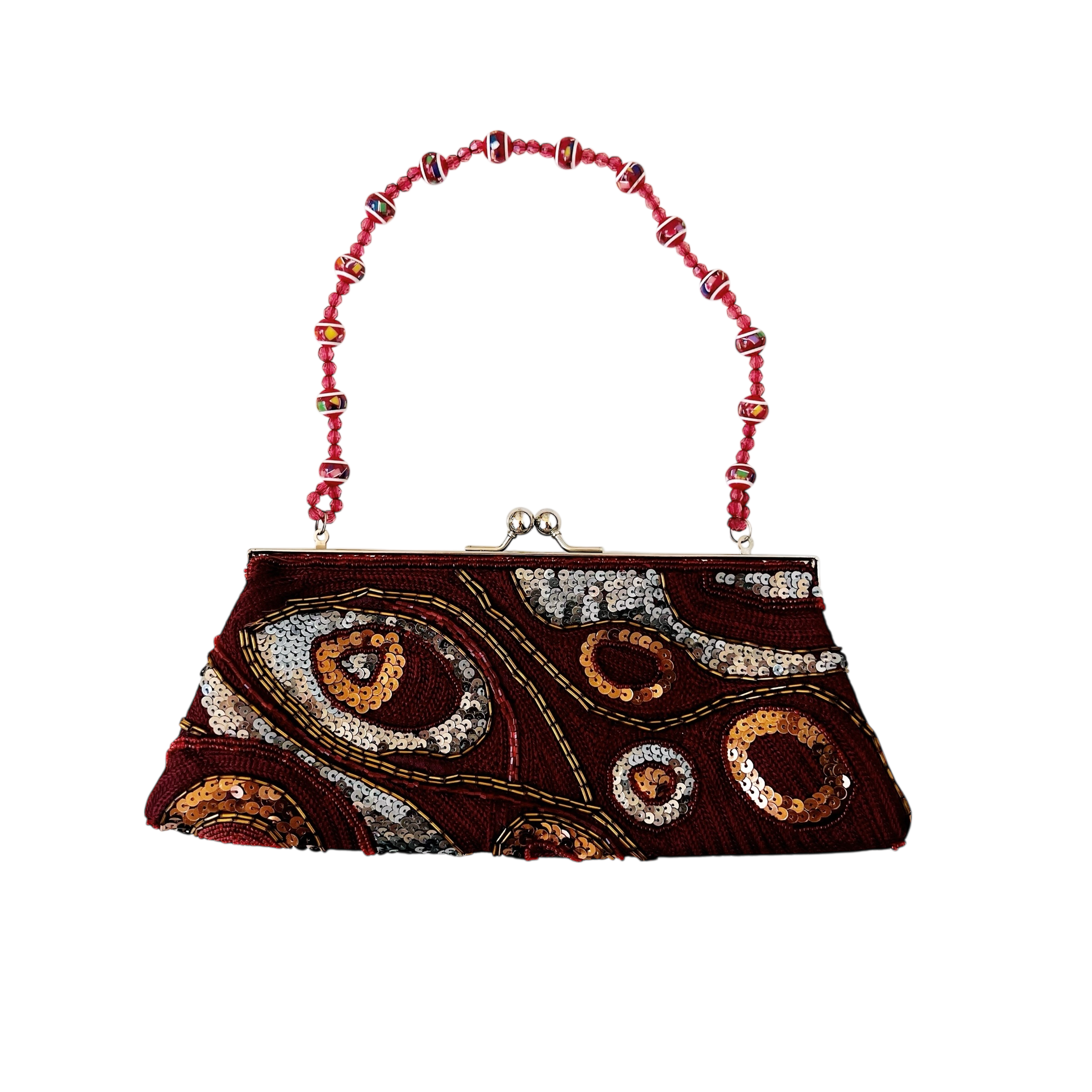 Burgundy Beaded Purse