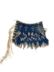 Upcycled Bespoke Denim Eyelet Skirt (XXS)