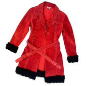 Brick Red Suede Leather Coat (S)