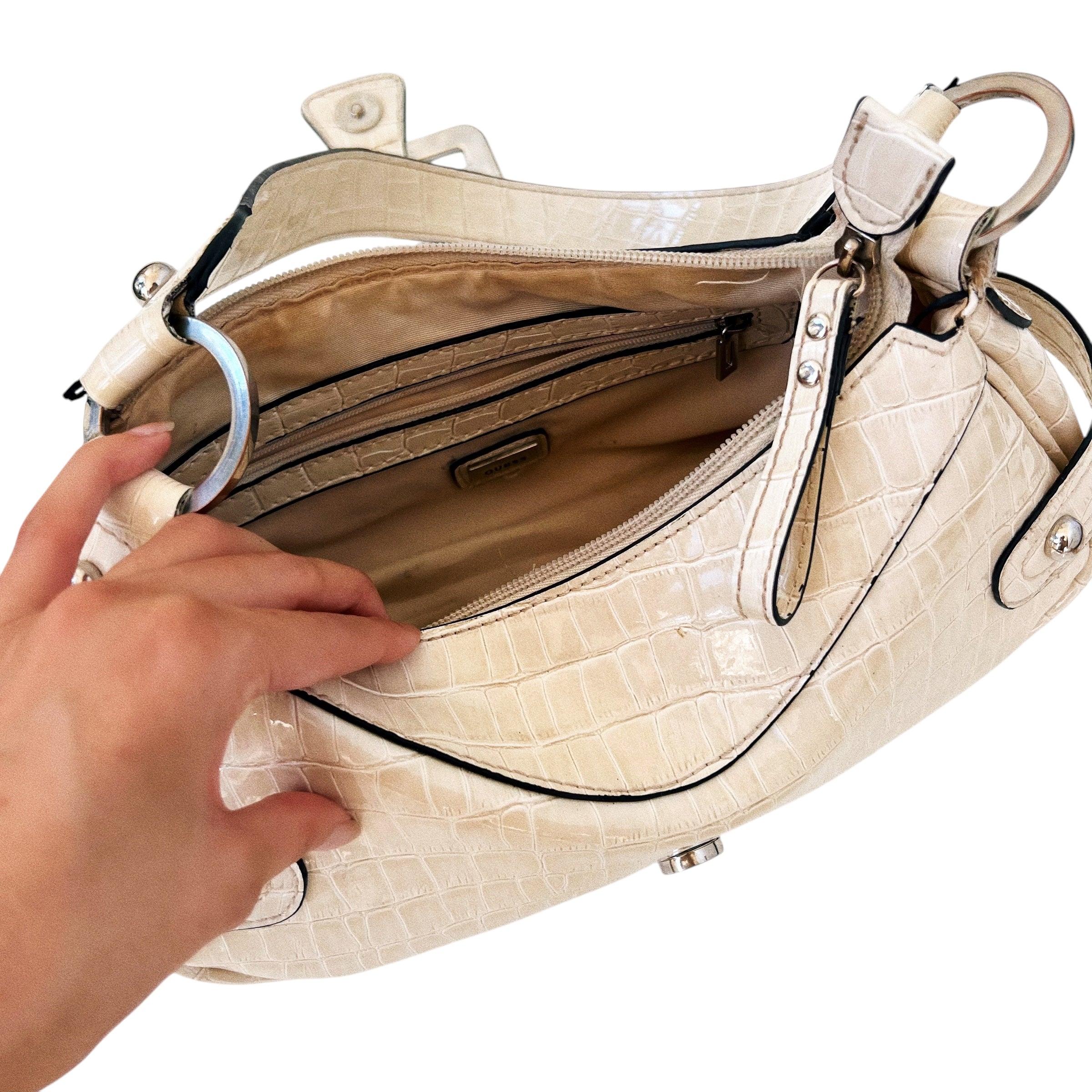 Guess Ivory Croc Purse