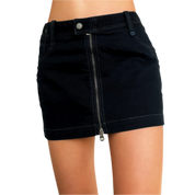 Denim Double Zip Mini Skirt (S)