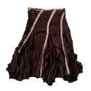 90s Brown Boho Midi Skirt (S)