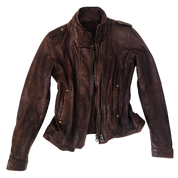 Chocolate Brown Leather Moto Jacket (S)