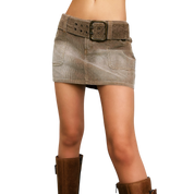 Faded Khaki Corduroy Mini Skirt (M)