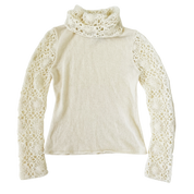 Creamy Intricate Crochet Sweater (S)