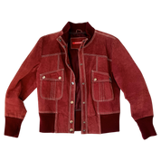 Vintage Brick Red Suede Bomber Jacket (S/M)