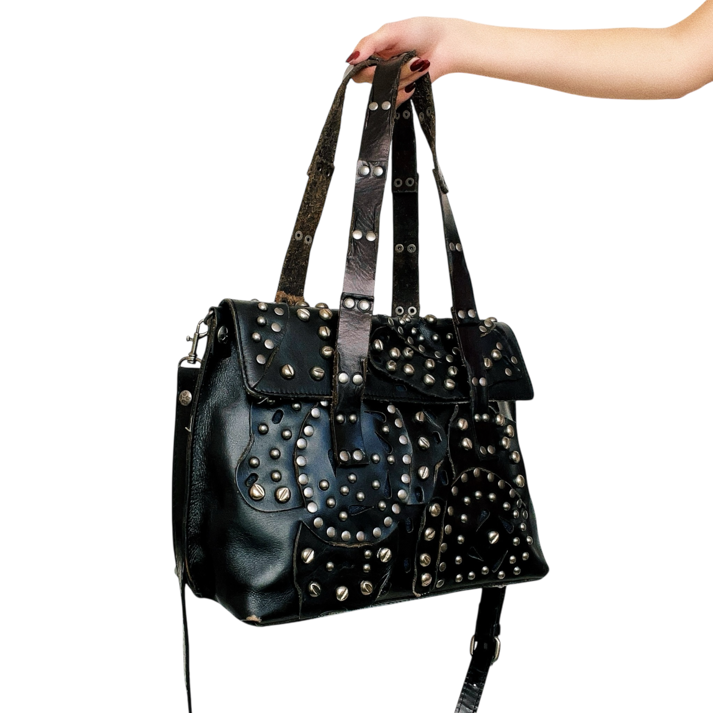 Patricia Nash Black Leather Backpack with Studded Detail Patricia Nash Studded Leather Bag – Holy Thrift main image 4