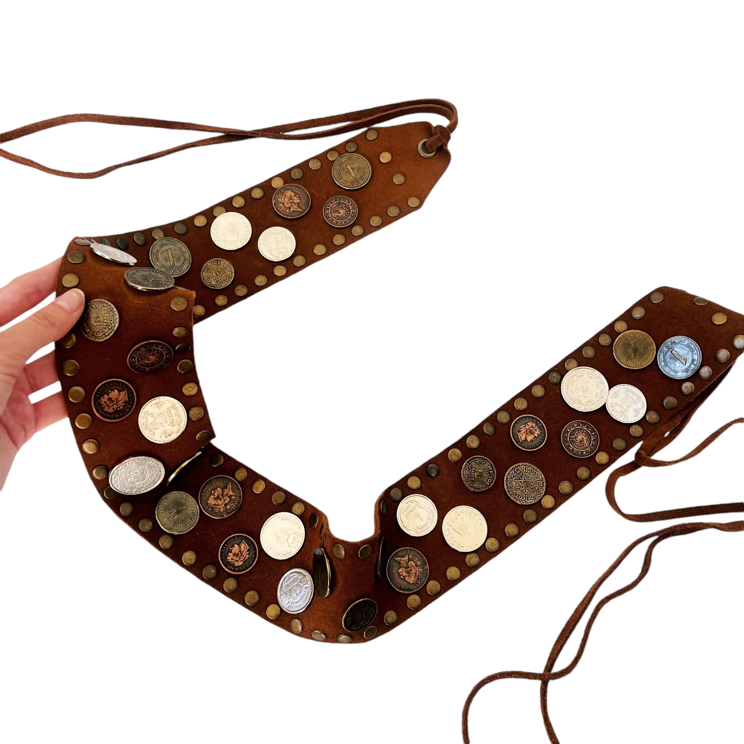 Genuine Suede Leather Coin Belt