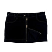 Denim Double Zip Mini Skirt (S)