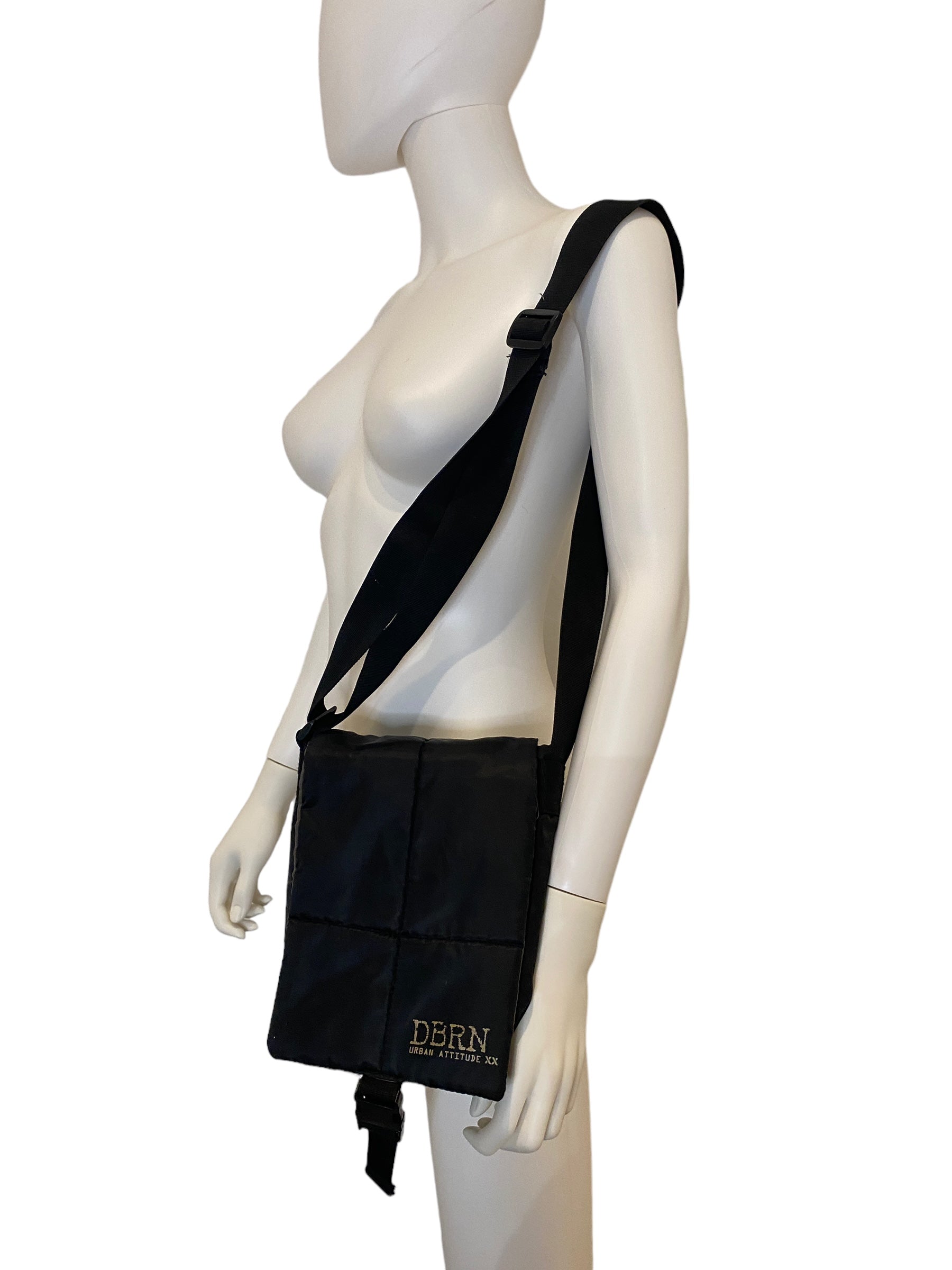 Y2K Utility Black Puffer Cross Body Bag