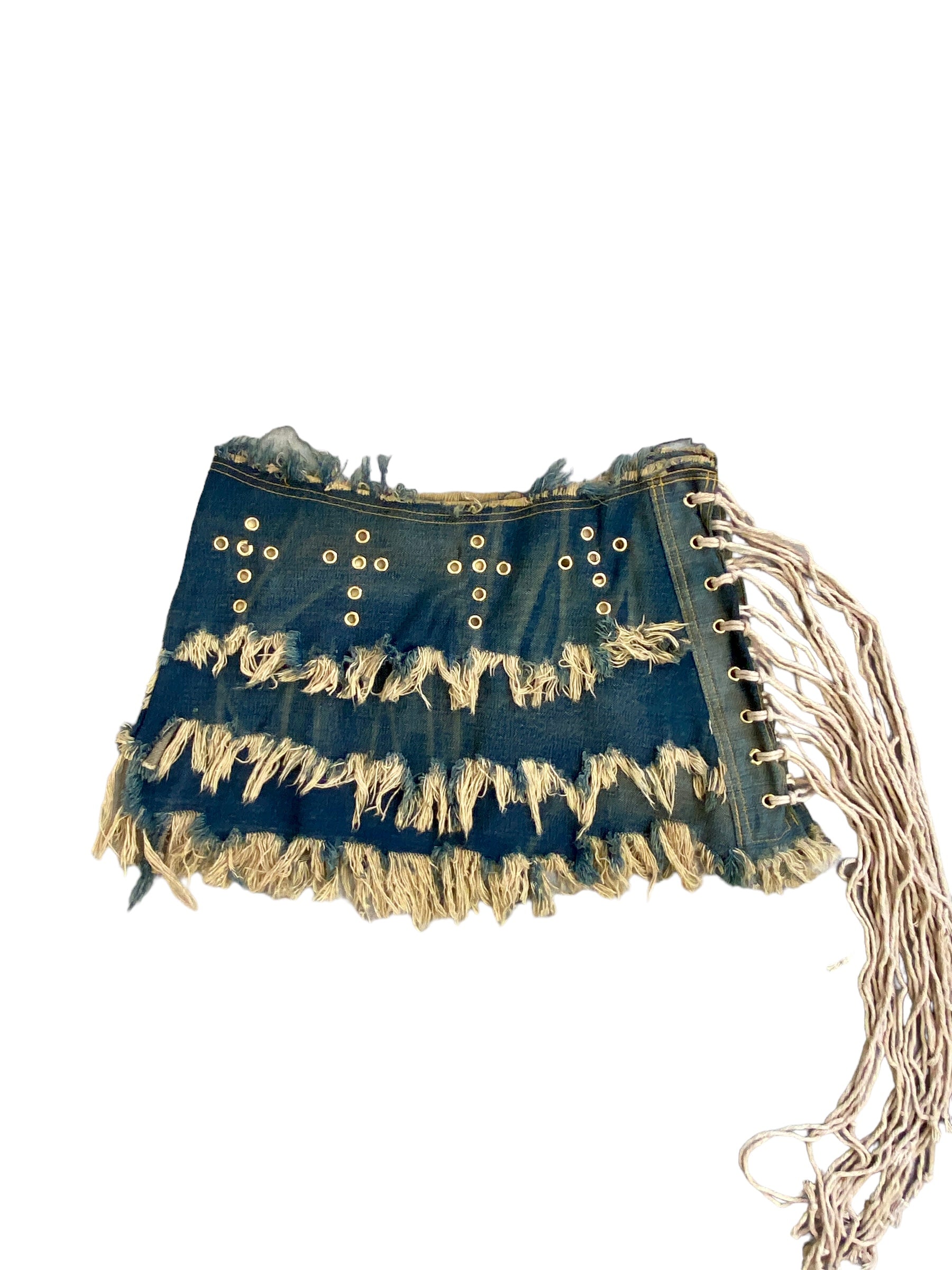 Upcycled Bespoke Denim Eyelet Skirt (S)
