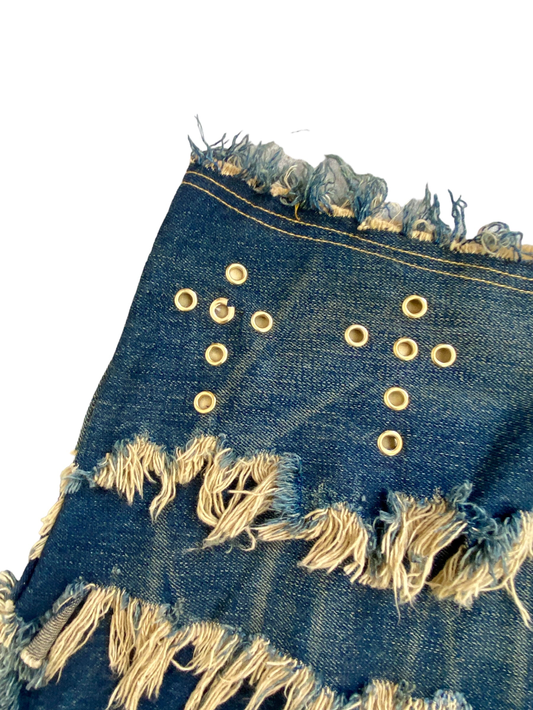 Upcycled Bespoke Denim Eyelet Skirt (S)