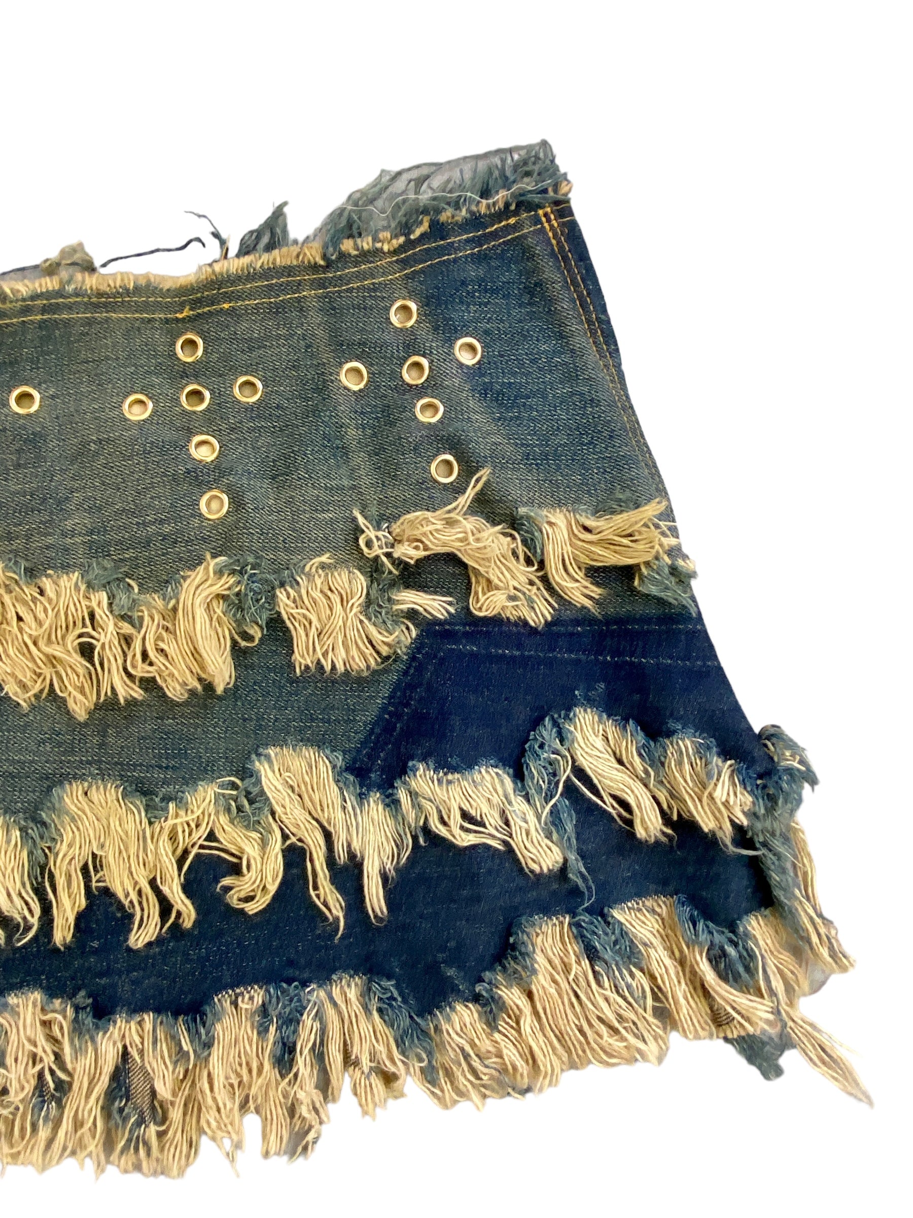 Upcycled Bespoke Denim Eyelet Skirt (S)