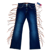 Early 2000s Suede Fringe Jeans (M)