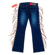 Early 2000s Suede Fringe Jeans (M)