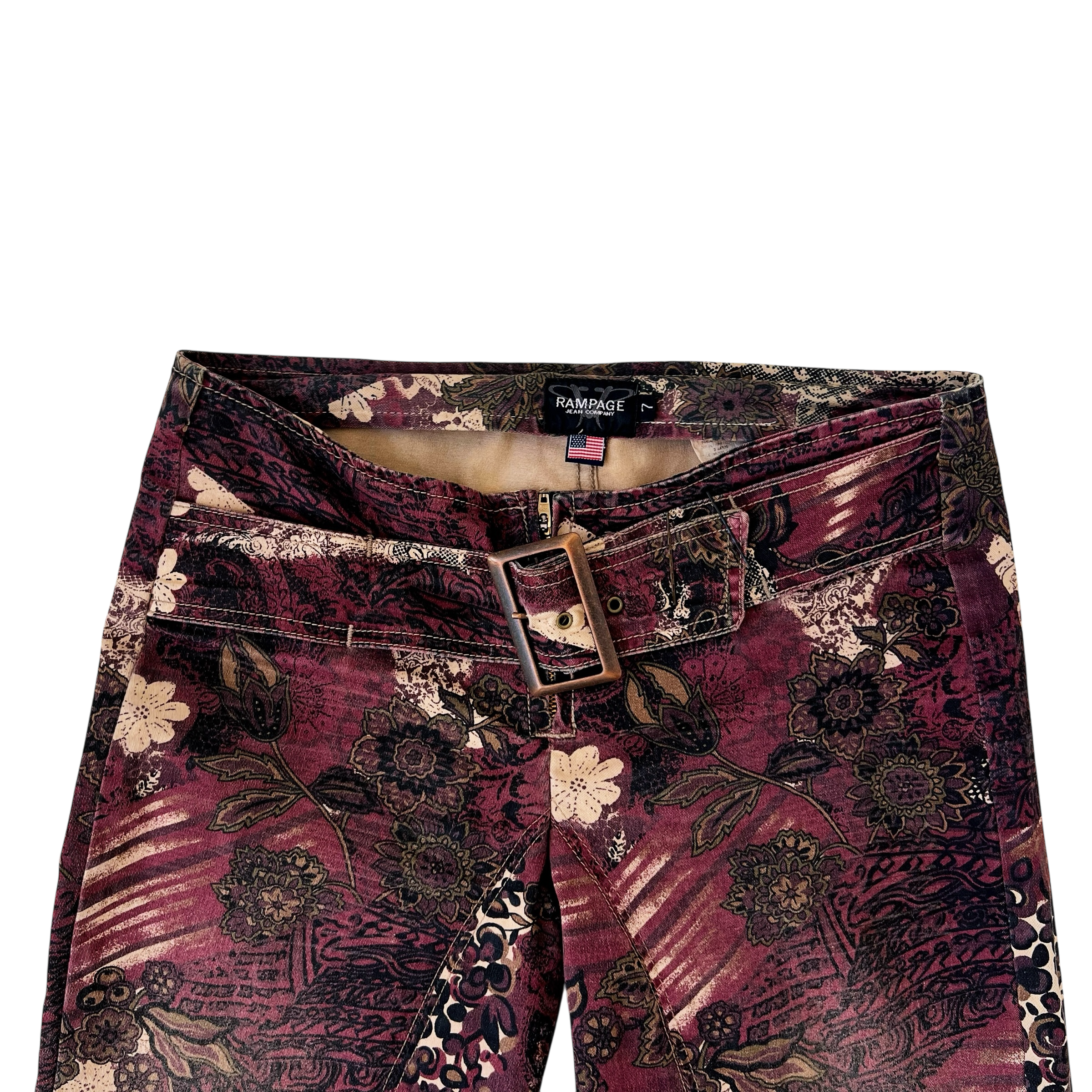 90s Belted Floral Pants (M)