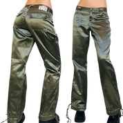 Satin Cargo Style Pants (S)