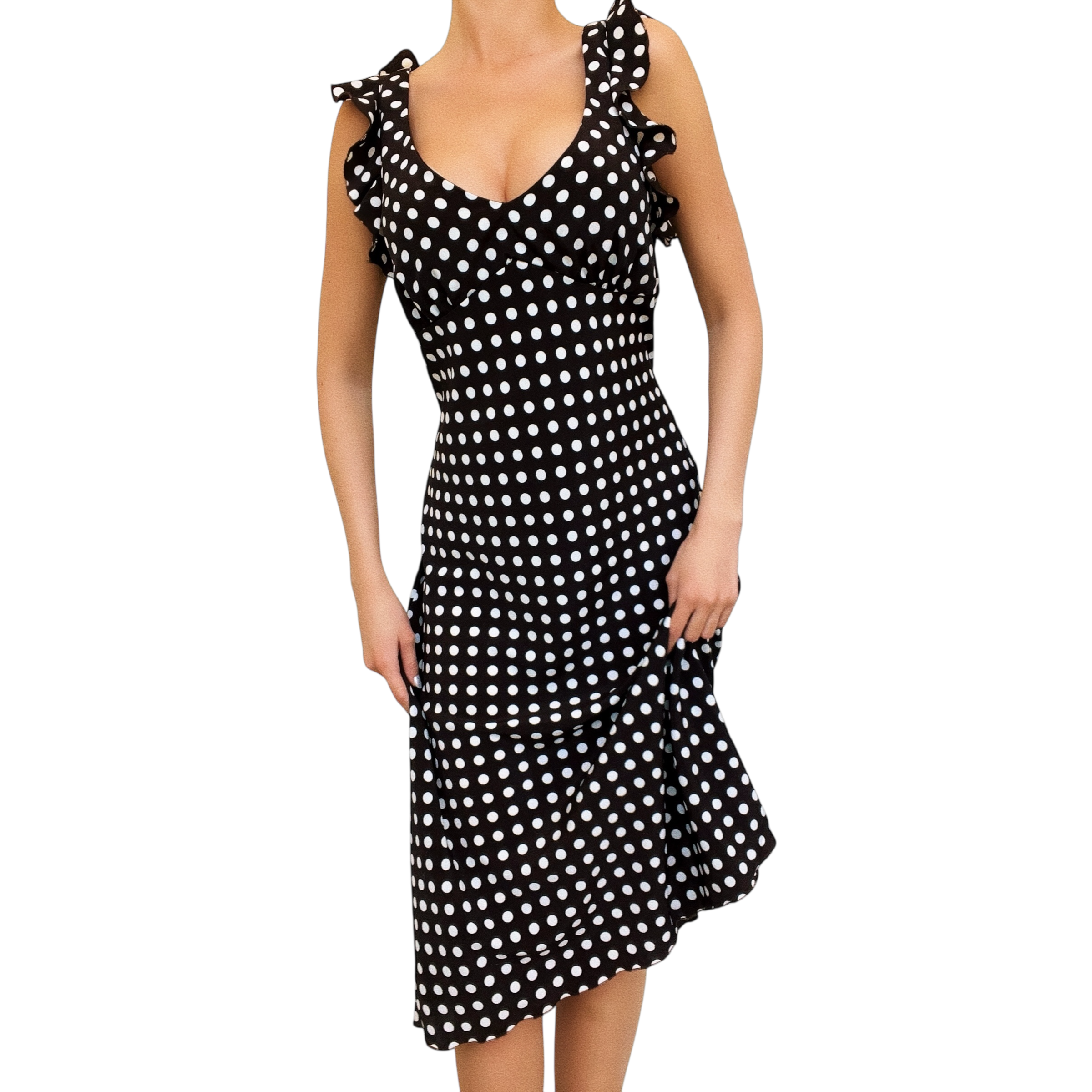blue dress for baby girl 90s Polkadot Midi Dress (S) – Holy Thrift