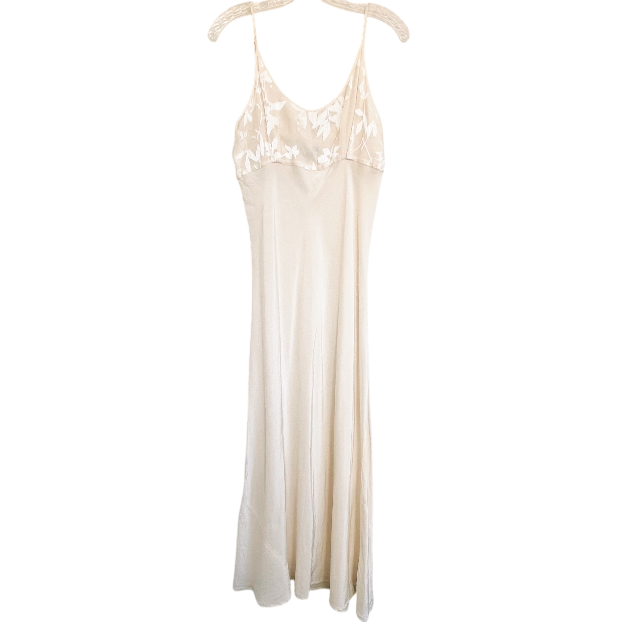 Vintage Creamy Silk Maxi Slip Dress (M)