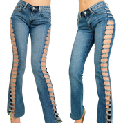 Early 2000s Rhinestone Cutout Jeans (XS)