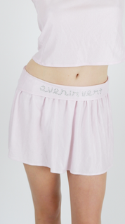 Avenir Vert Rhinestone Logo Mini Skirt