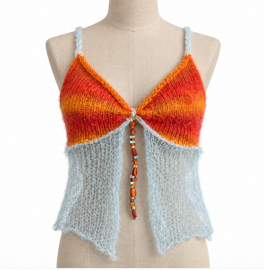 Sunset Ombré Open Front Knit Cami Top (XS-XL)