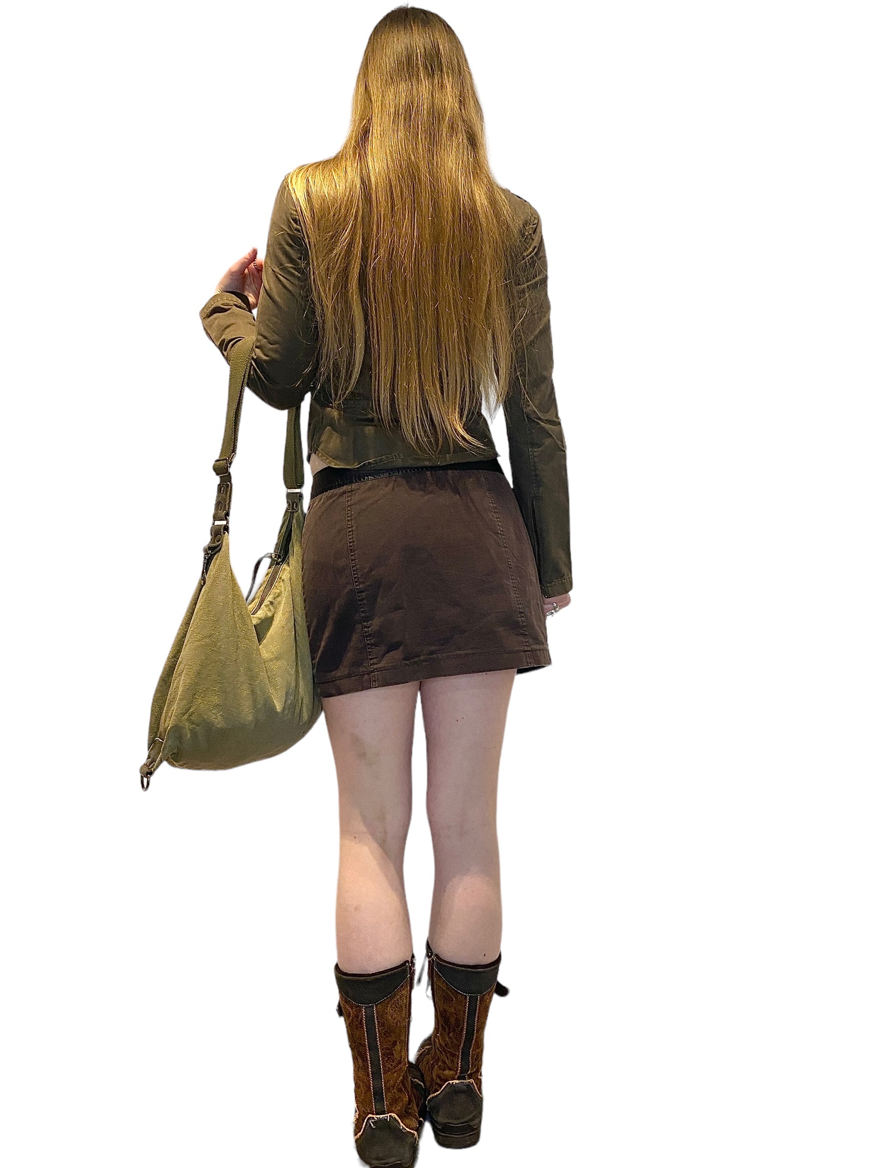 Vintage Brown Utility Mini Skirt (S/M)