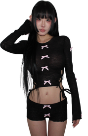 ₊ ⊹₍ᐢᐢ₎ ᰔ blk pink longsleeve 🎀