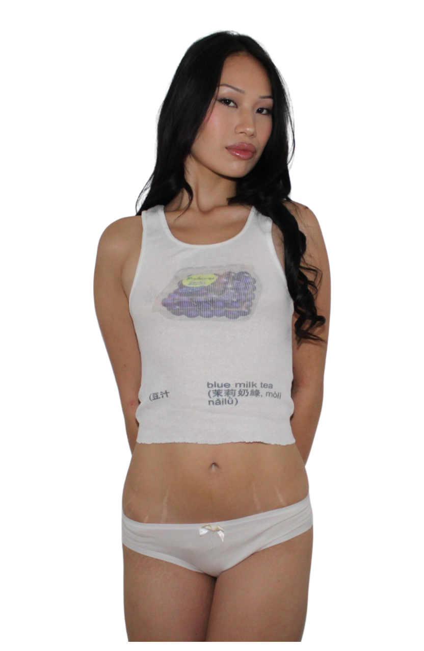 blueberry with blue milk tea (豆汁 top