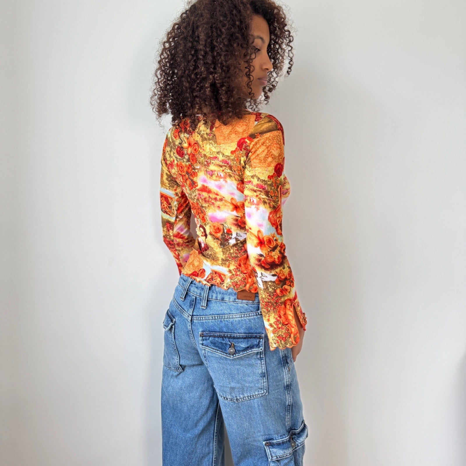 Vintage Euro Renaissance Print Mesh Top (S)