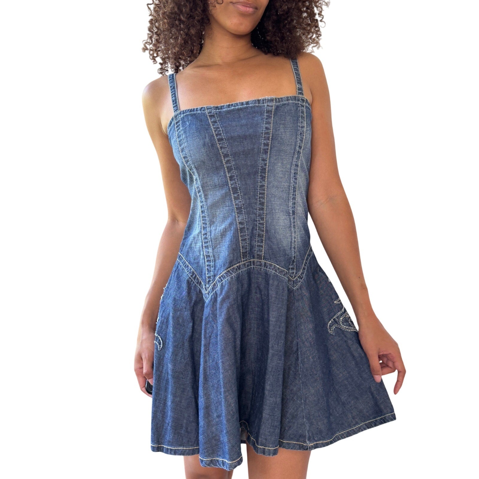 Vintage Denim Flare Dress (S/M)  Holy Thrift