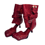 Red Leather & Lace Cowboy Pump (5-15)