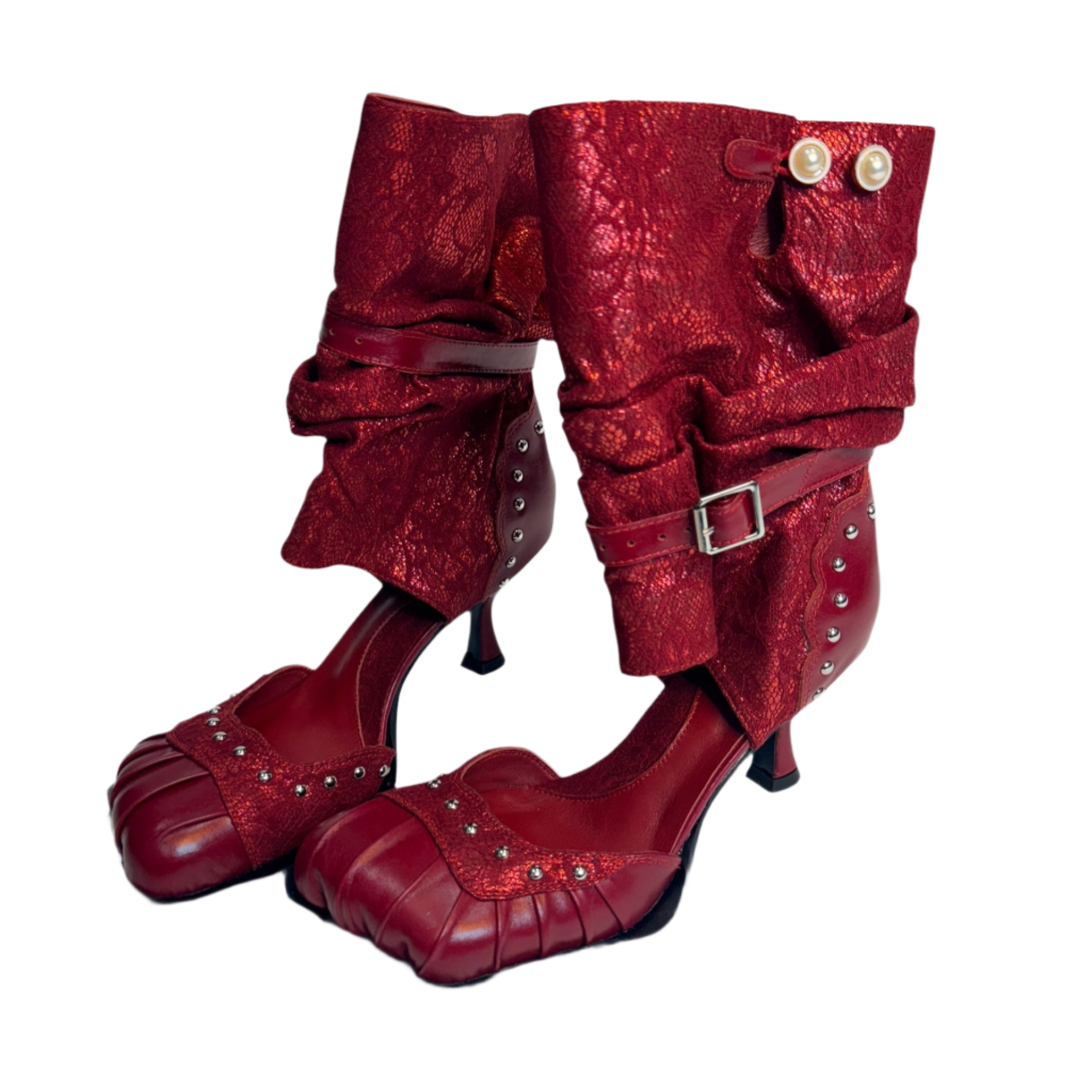 Red Leather & Lace Cowboy Pump (5-15)