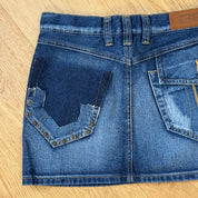 Vintage Patch-Pocket Denim Mini Skirt (XS)