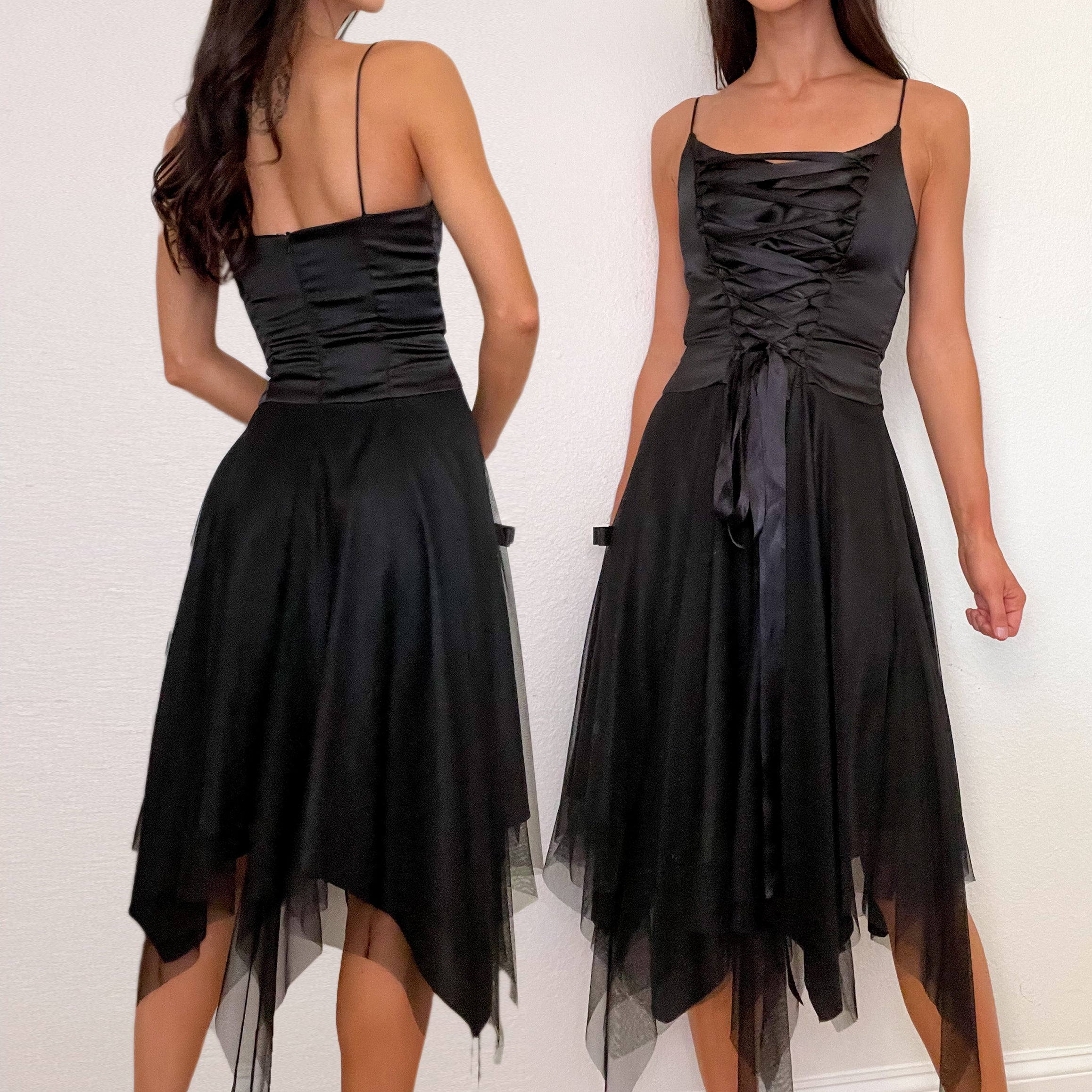 Black Fairy Corset Midi Dress (S) Holy Thrift Black Fairy Corset Midi Dress (S) Holy Thrift