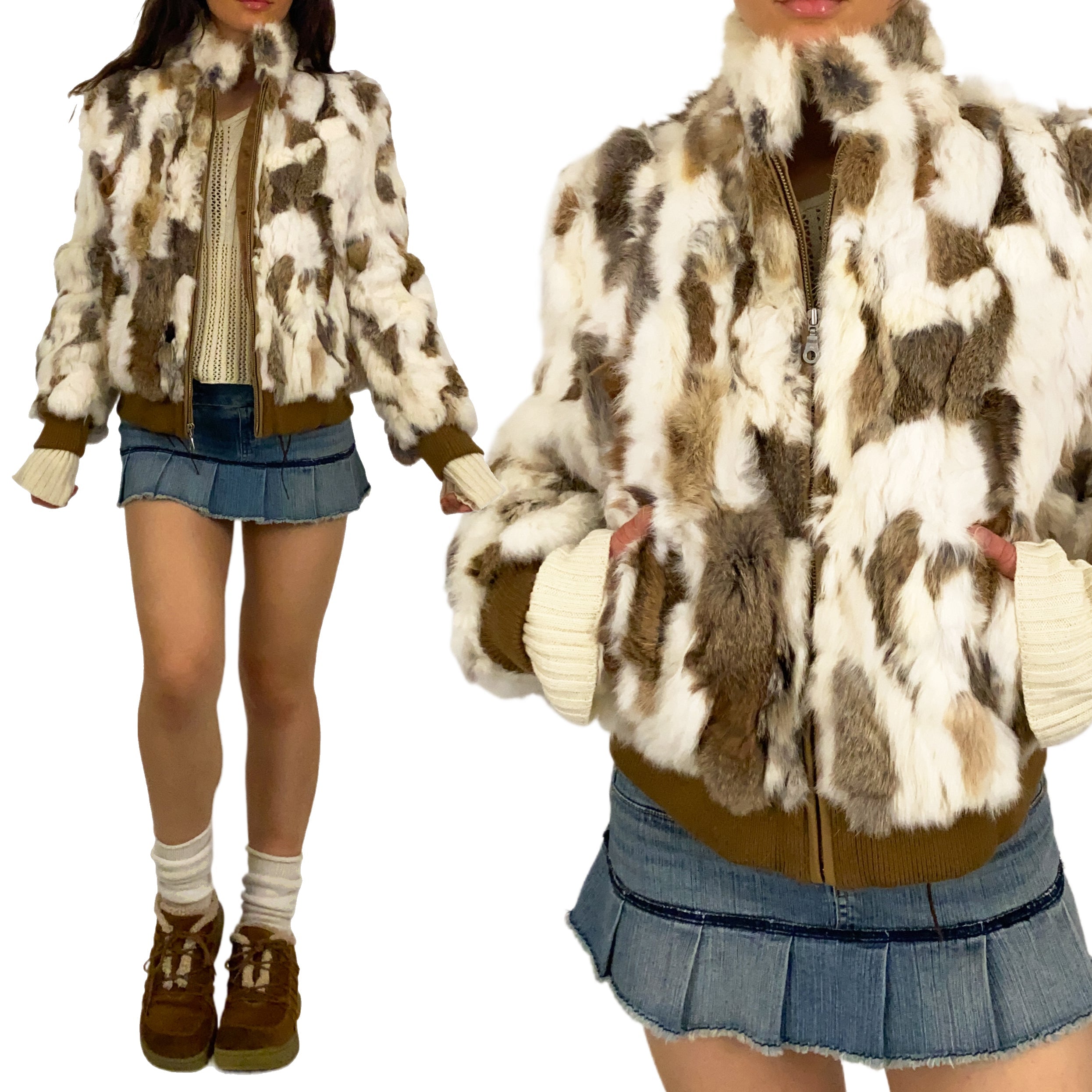 Rabbit Fur Bomber Jacket (L)