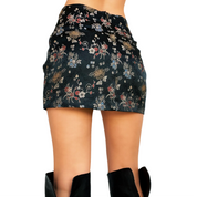 90s Floral Satin Mini Skirt (S)