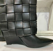 AZALEA WANG black leather boots (8)
