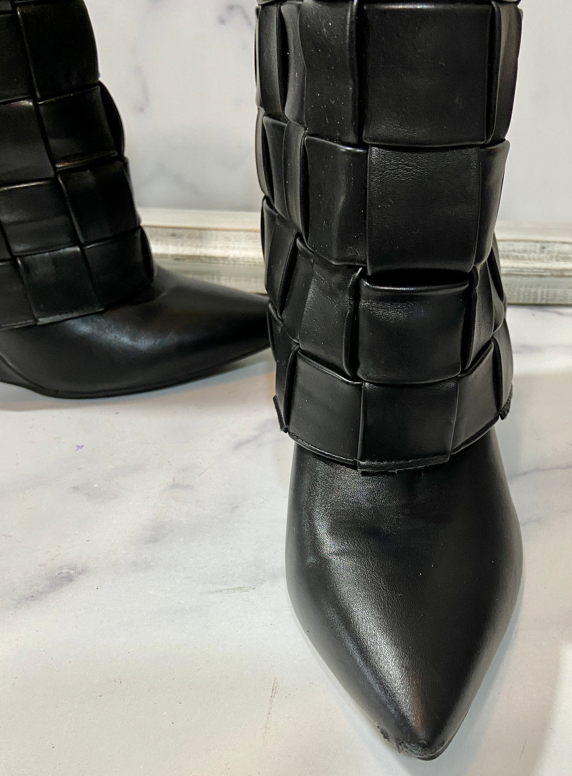 AZALEA WANG black leather boots (8)