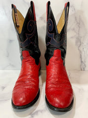 Vintage red black cowboy style boots